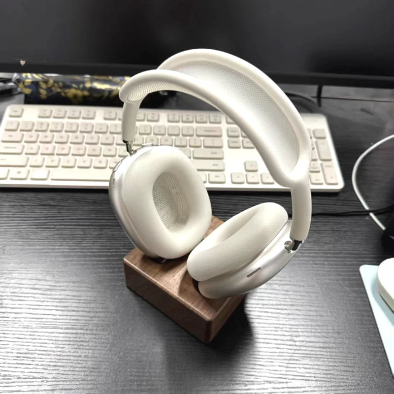 HANDMADE MARGNET  WOOD for  1/2Headphone Base Walnut Wood Bracket Magnetic Wireless Charging Sleep Compartment Marble Headset Stand Accessory