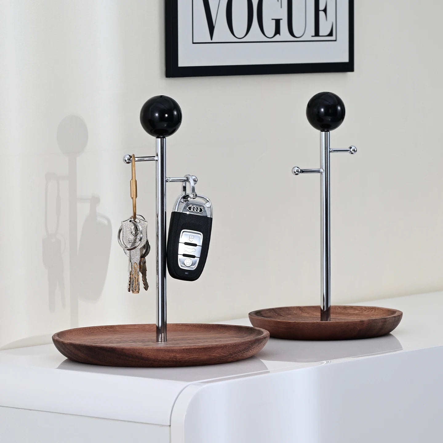 handmade Key Holder for Entryway, Wooden Key Tray, Wall Mounted Key Organizer, Jewelry and Watch Storage Stand, Iron Desktop Key Hook, Decorative Home Accessories.