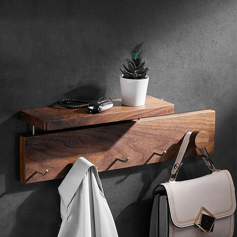 HANDMADE Solid wood Bathroom Hanging Coat Hook Wall Mounted Storage Rack Towel Rack Bedroom Coat Hat Hook Bathroom Shelving