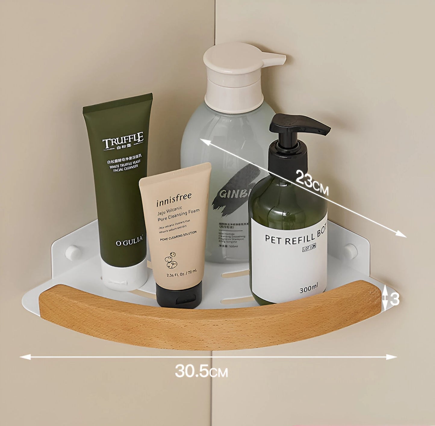 HANDMADE Bathroom storage rack wall mounted, bathroom toilet bathroom storage solid wood non perforated triangular frame wall corner rack
