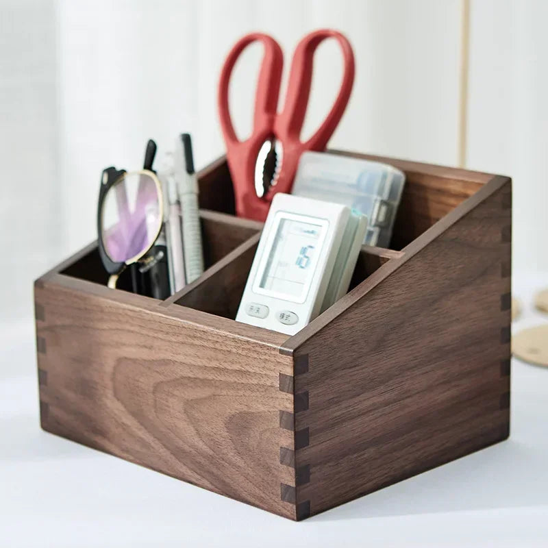 HANDMADE Black Walnut Wood tissues box Multifunctional paper extraction box Grid division Organizer box desktop Storage Sundries strong