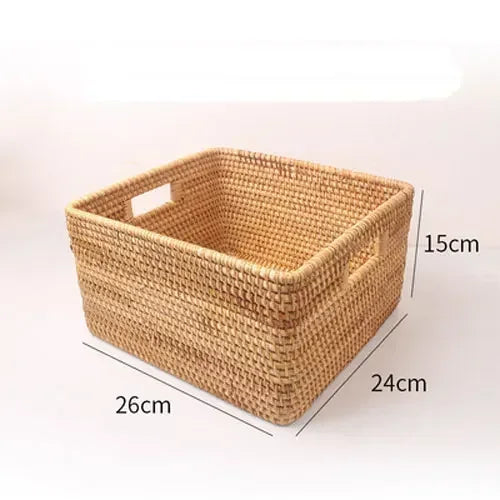 hadnmade Bamboo Woven Basket Box Minimalist Home Rattan Storage Basket Rectangular Woven Sundries Sorting Clothing Storage Box