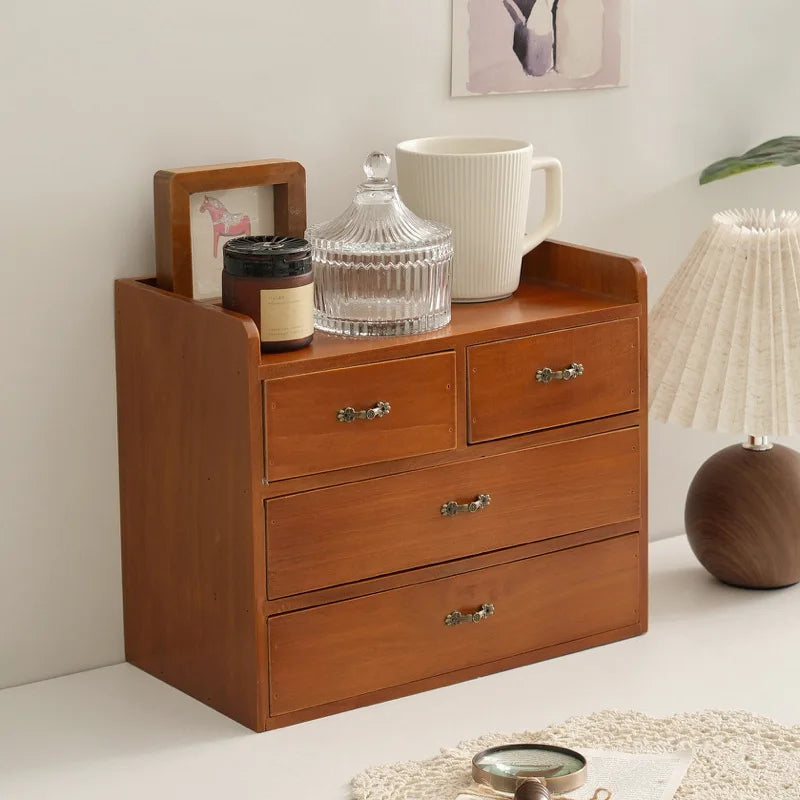 HANDMADE Vintage quality pine desktop storage wood frame drawer partition design kitchen bedroom desktop storage