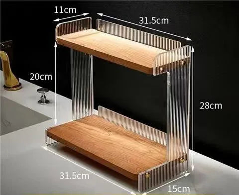 HANDMADE WALNUT ACRYLIC Toilet Washbasin Skincare Storage Shelf Dressing Table Makeup Tabletop Storage Solid Wood Acrylic Countertop Storage Box ZF328
