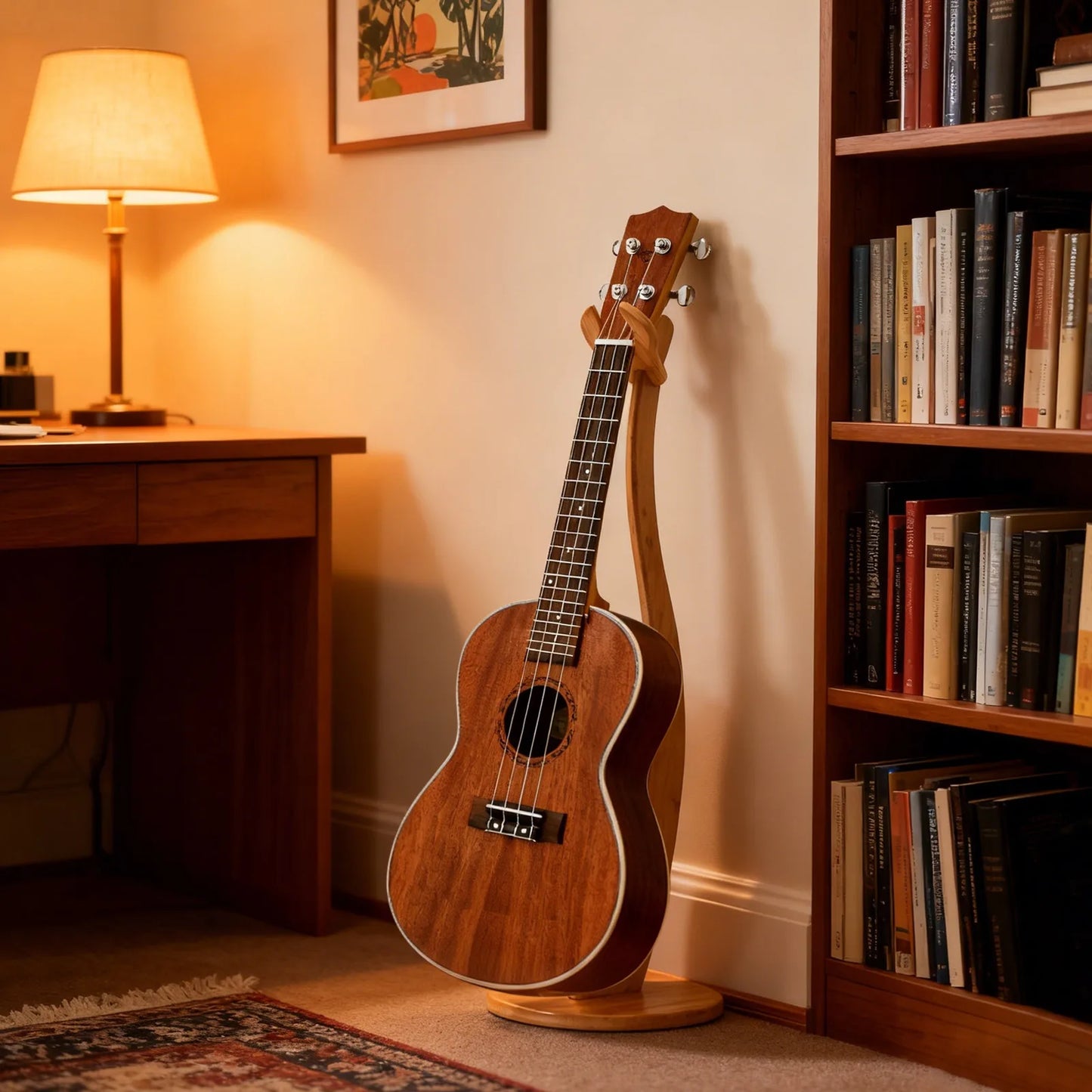 HANDMADE Bamboo Guitar Stand for Acoustic Electric Classical Guitar Ukulele and Banjos Non Slip Bottom Pad Stable Holder