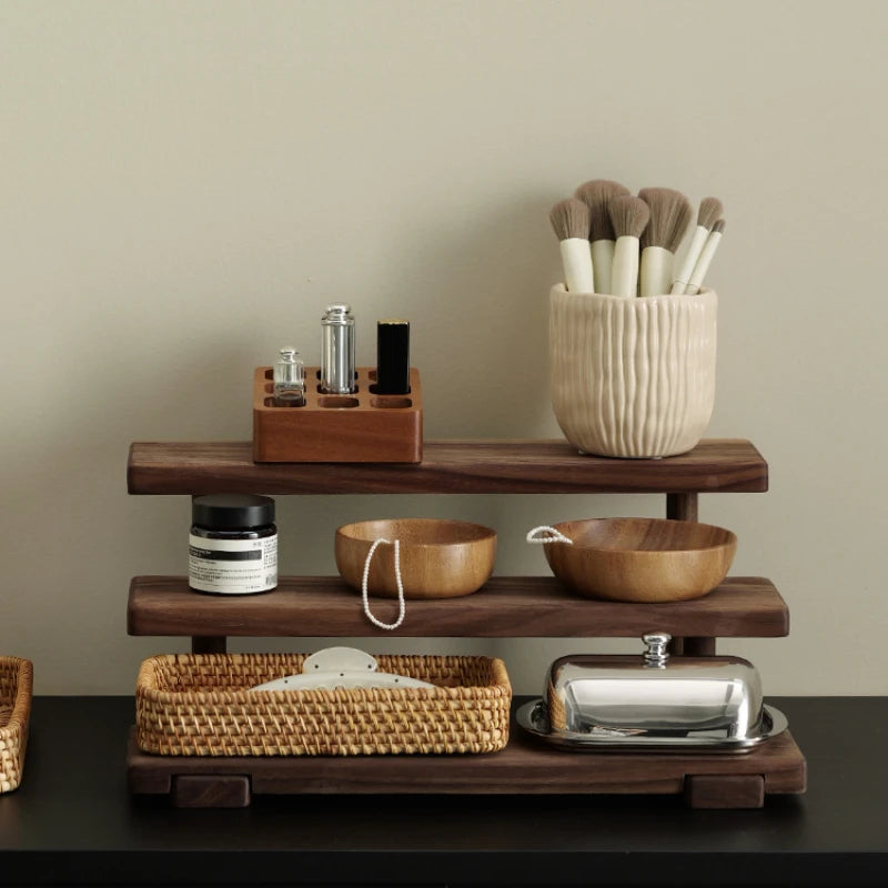 handmade Solid Wood Compartmentalized Essential Oil Storage Shelf Desktop Lipstick Storage Cosmetics Perfume Sample Stand