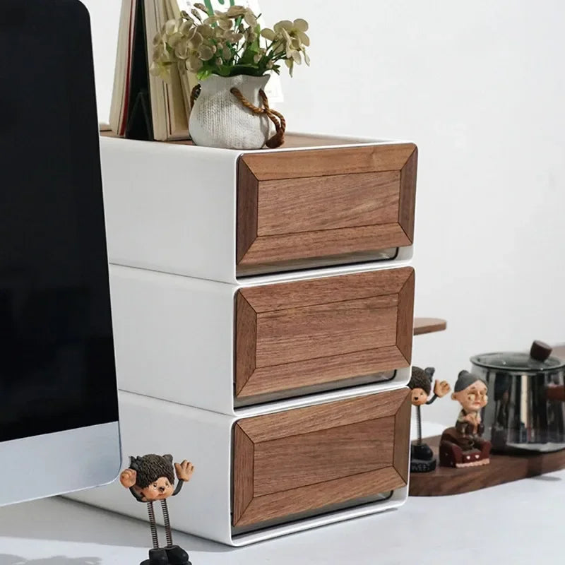 handmade Black Walnut Solid Wood Veneer Storage Box Multi-functional Household Underwear Storage Drawer Can Be Stacked Office Organizer