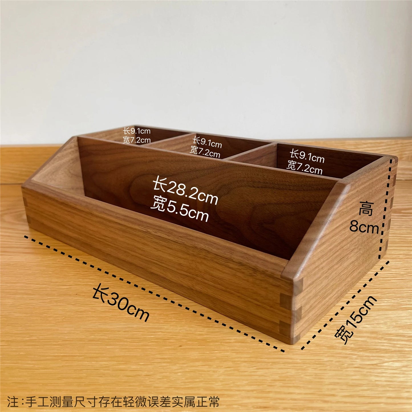 HANDMADE BLACK WWALNUT Multi-grid Wooden Organizer Angled Desktop Storage Box Multifunctional Remote Control Storage Tray Minimalist Drawer Dividers