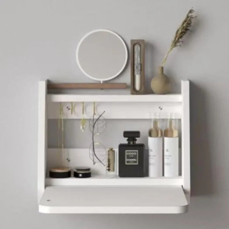 WOOD PINE HANDMADE WALL STORAGE Suspended Vanity Table Wooden Folding Dressing Tables Modern Makeup Desk Multipurpose Simple Dressers Desks Bedroom Furniture