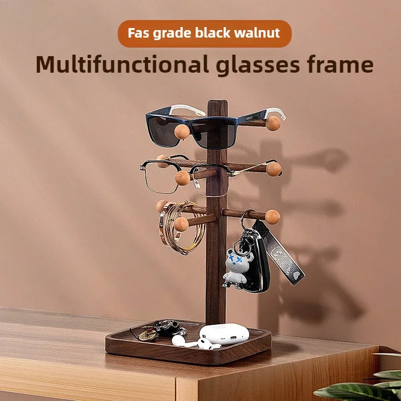 handmade High End Walnut Spectacle Rack Desktop MultiFunctional  Storage Tray MultiLayer Display Shelf Foyer Solid Wood Organize Box
