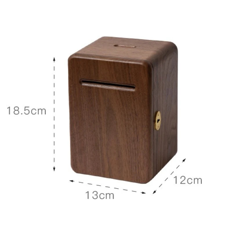 HANDMADE WALNUT Creative Money Boxes Walnut Wood Piggy Bank with Lock Children's New Year's Gift Multifunctional Home Decoration Ornaments