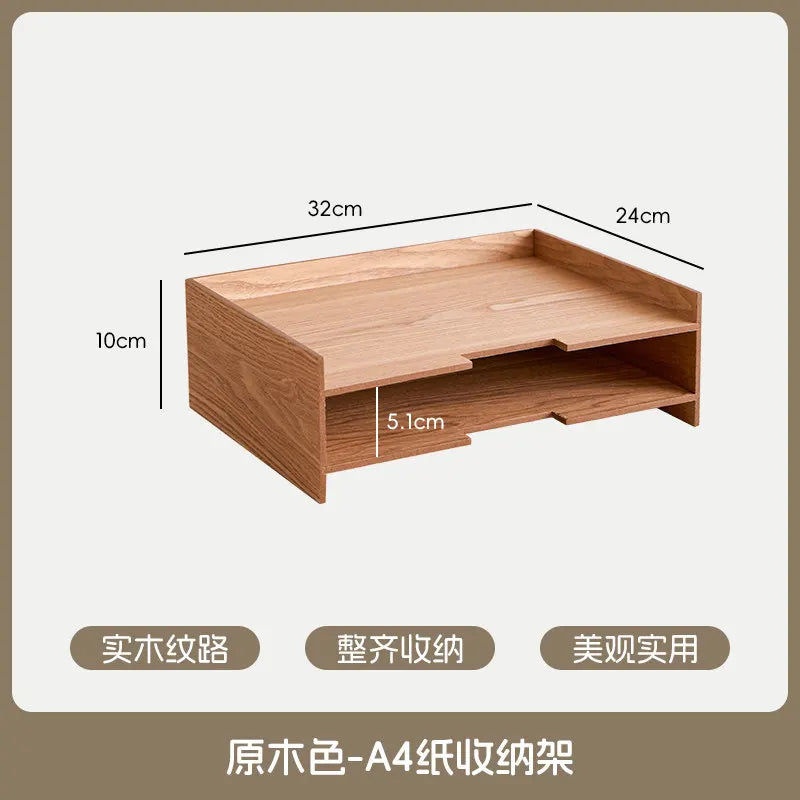 HANADMADE Style Wooden Desk Organizer Multi-layer Storage Box Drawer Type File Shelf Multifunctional Office Stationery Holder