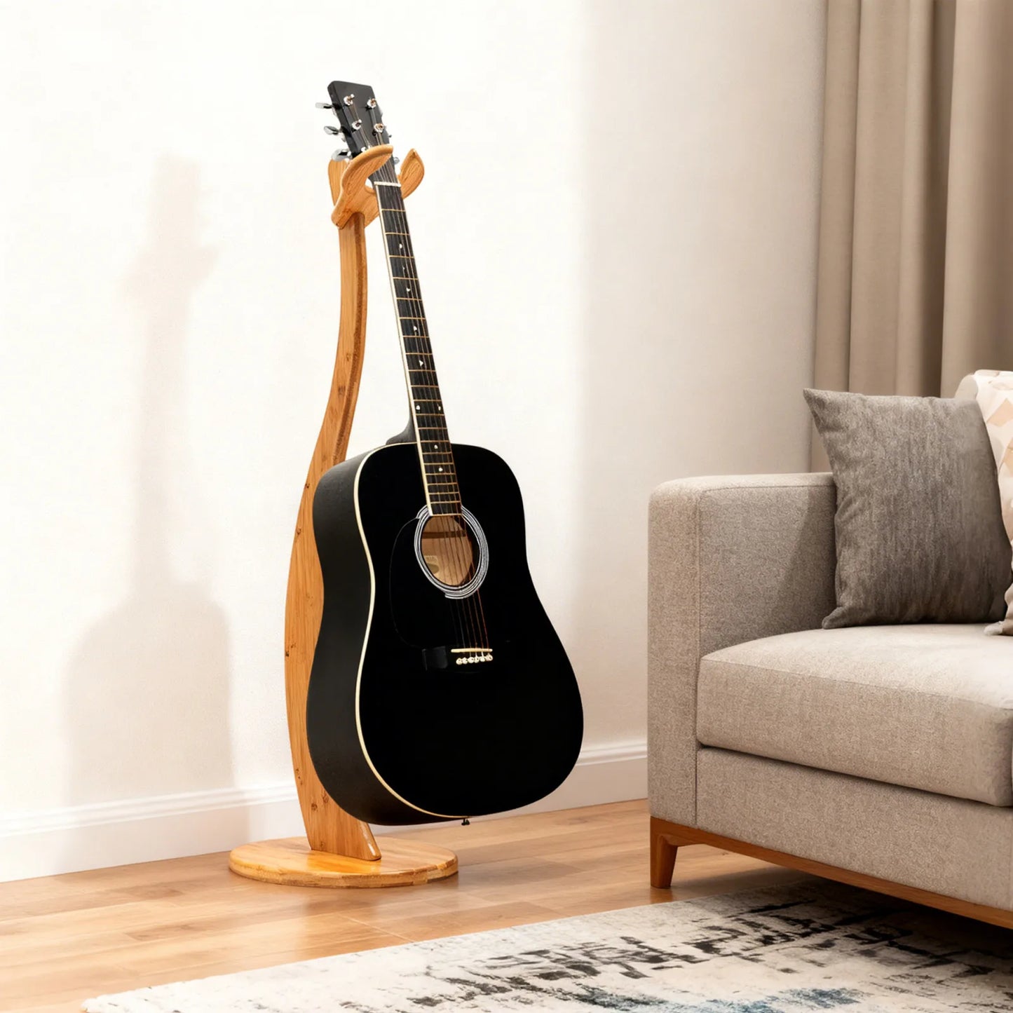 HANDMADE Bamboo Guitar Stand for Acoustic Electric Classical Guitar Ukulele and Banjos Non Slip Bottom Pad Stable Holder