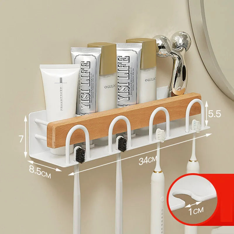 HANDMADE White/Black Bathroom Toothbrush Holder Cup Holder Aluminum Wall Mounted Mouthwash Cup Wash Cup Holder Cosmetics Storage Rack