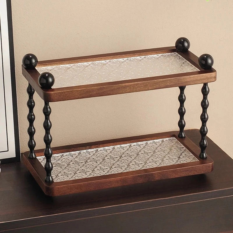 Premium Solid Wood 2-Tier Home Storage Shelf – Modern Double-Layer Display Rack & Countertop Organizer