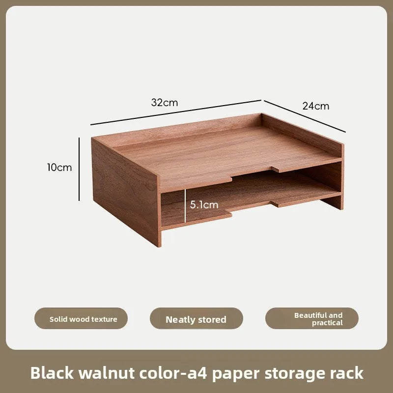 HANADMADE Style Wooden Desk Organizer Multi-layer Storage Box Drawer Type File Shelf Multifunctional Office Stationery Holder