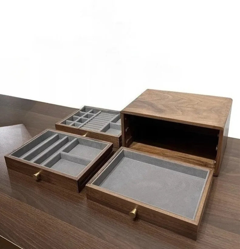 HANDMADE Solid Wood Jewellery Organizer Box Large Jewelry Storage Boxes Exhibitor Ring Necklace Cases Wholesale Travel Jewelry Case