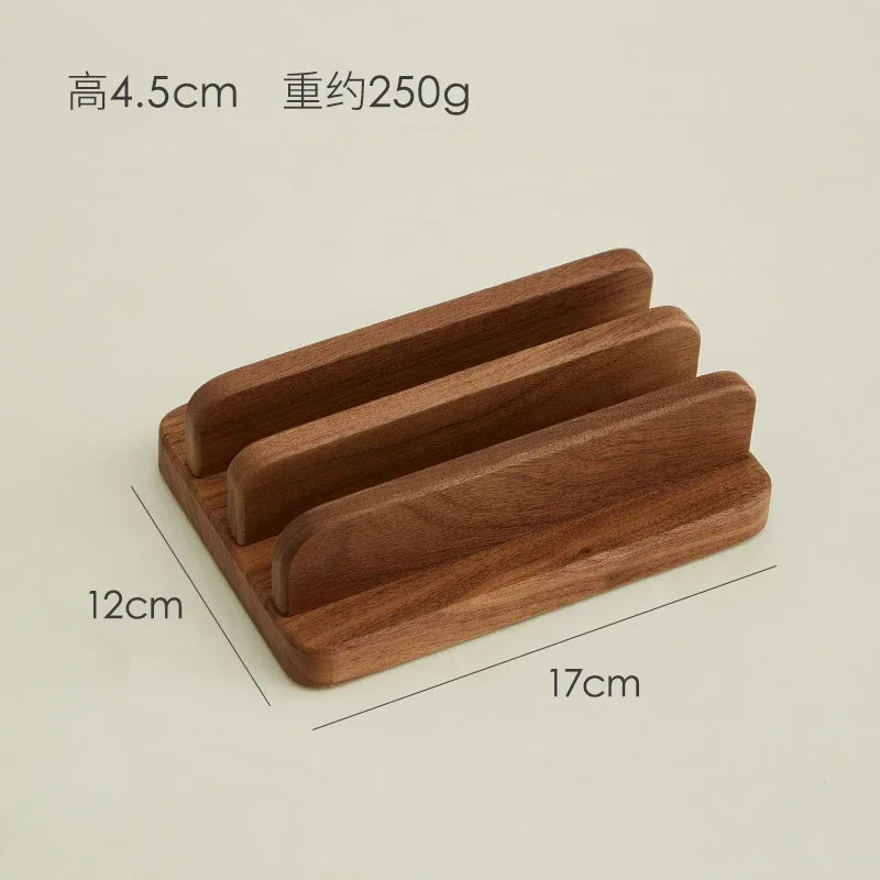 HANDMADE Laptop Vertical Storage Stand Custom Soild Wood Landscape Theme Walnut Wood Base Stand Desktop Decoration Custom Wooden Stand