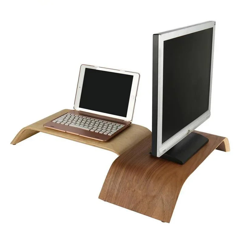 handmade Walnut Desktop Computer Stand Vertical Monitor Display Shelf Height Adjustable Computer Base Desktop Storage Frame for Office