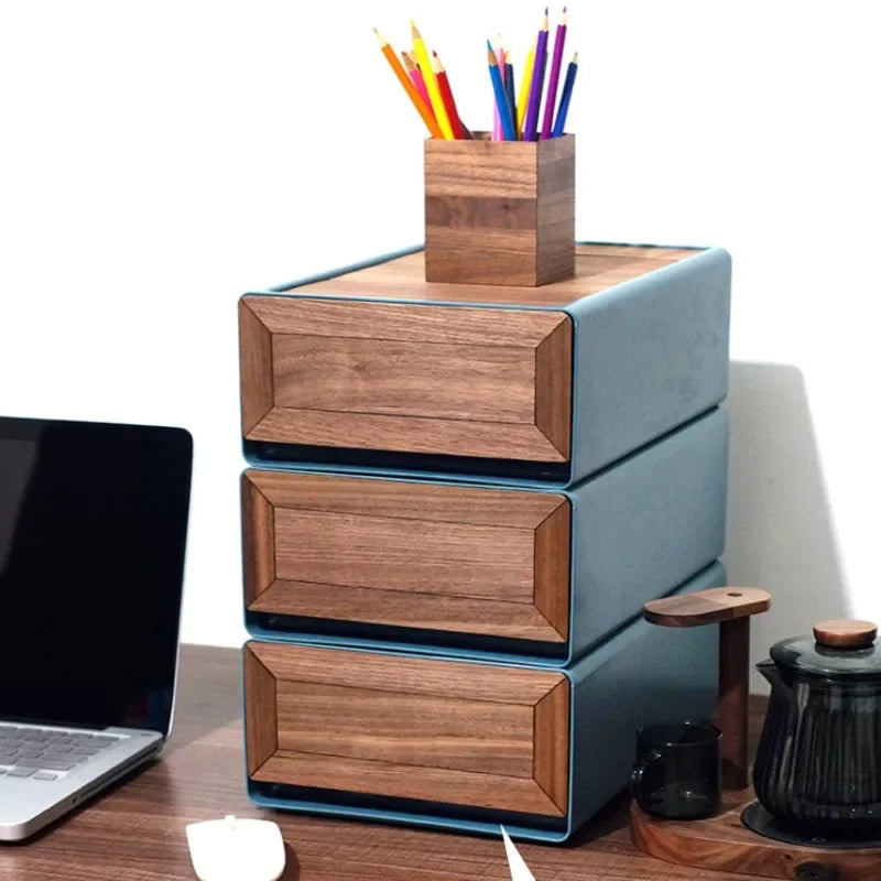 handmade Black Walnut Solid Wood Veneer Storage Box Multi-functional Household Underwear Storage Drawer Can Be Stacked Office Organizer