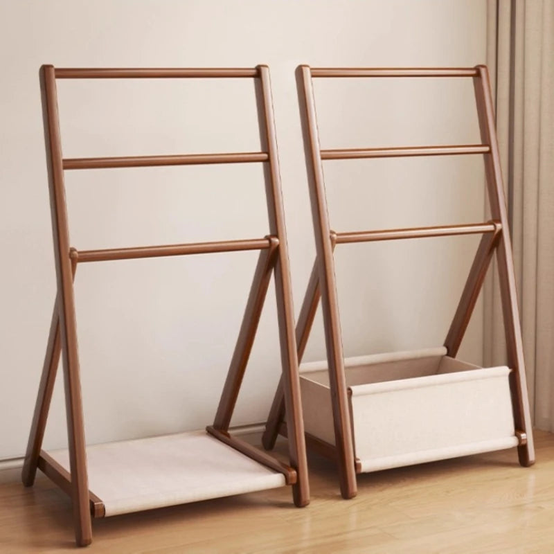 HANDMADE Bedroom Coat Racks Bamboo Storage Clothing Rack Simple Entrance Hall Wooden Storage Coat Shelf Foldable Clothes Drying Shelf