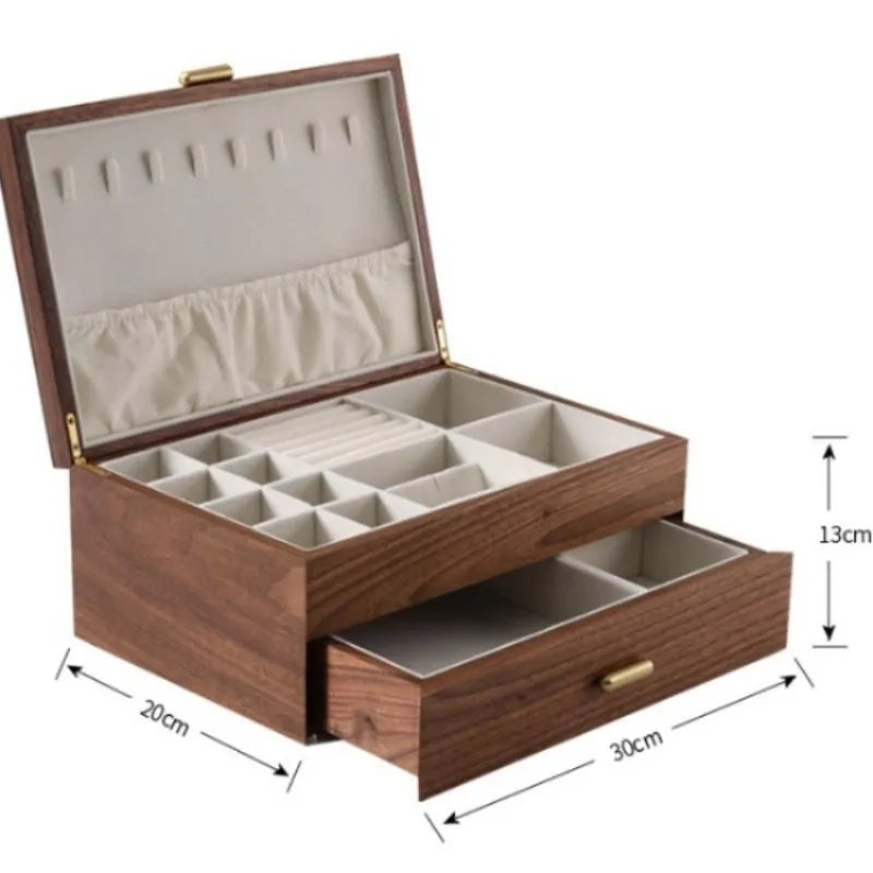 HANDMADE BLACK AMERICAN Walnut Wood Jewelry Box Wedding Luxury Trinket Storage Boxes Necklace Earrings Bracelet Display Case Jewelry Organizer Supplies