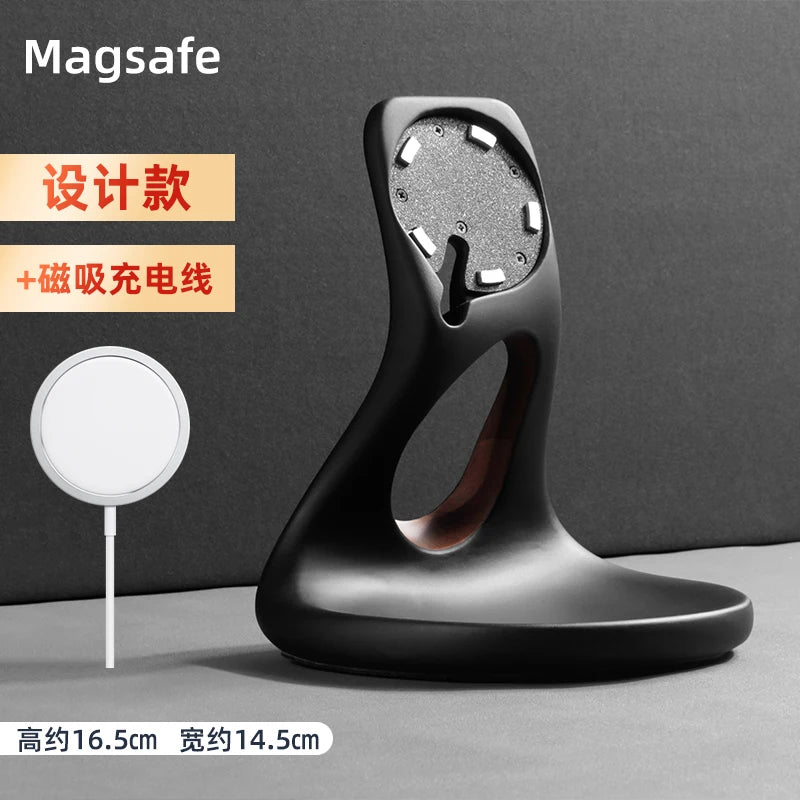 WOODEN HANDMADE Msgsafe HOLDER  Mobile Phone Stand Custom Design Wooden Magnetic Charger Bracket Desktop Creative Lazy Wireless Charging Phone Holder