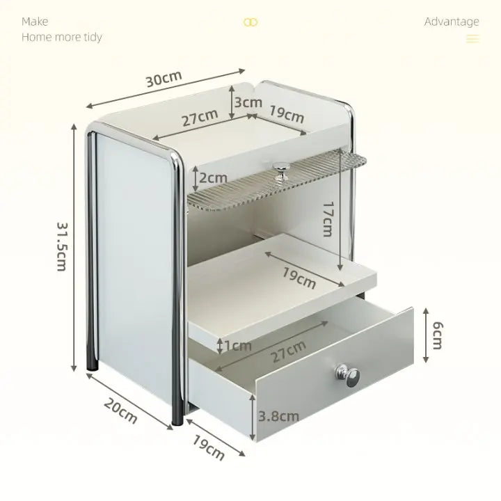 H‌ANDMADE Luxury Dust-Proof Makeup Organizer Box Multi-Tier Vanity Storage Rack for Skincare Desktop & Bathroom Display Cabinet