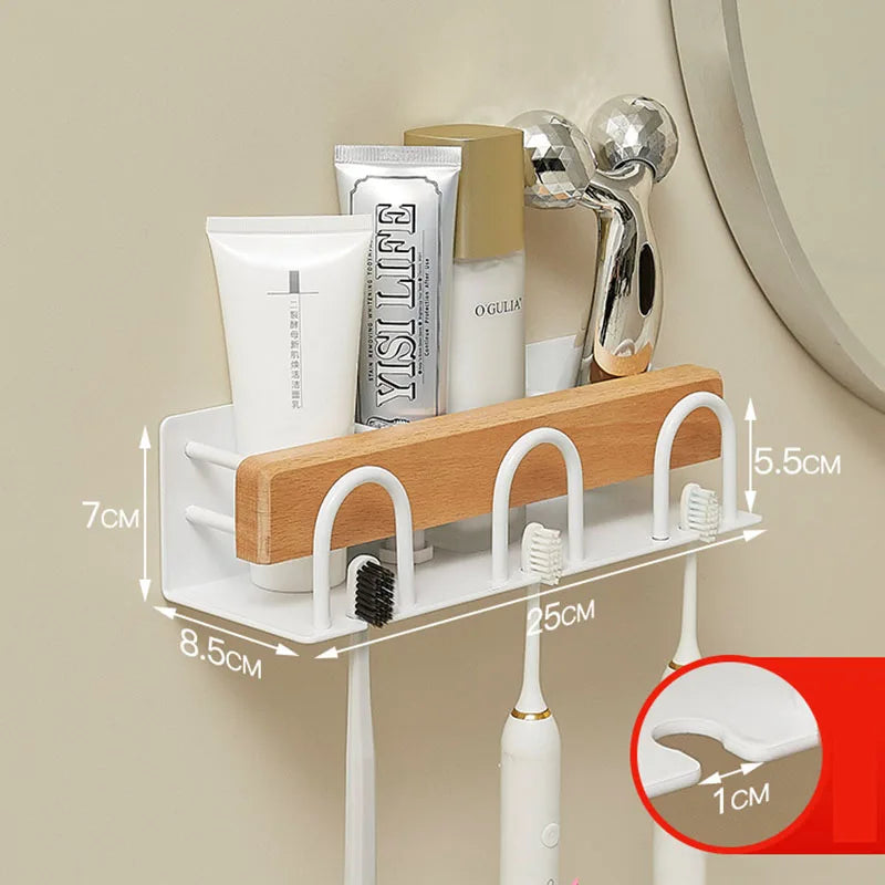 HANDMADE White/Black Bathroom Toothbrush Holder Cup Holder Aluminum Wall Mounted Mouthwash Cup Wash Cup Holder Cosmetics Storage Rack
