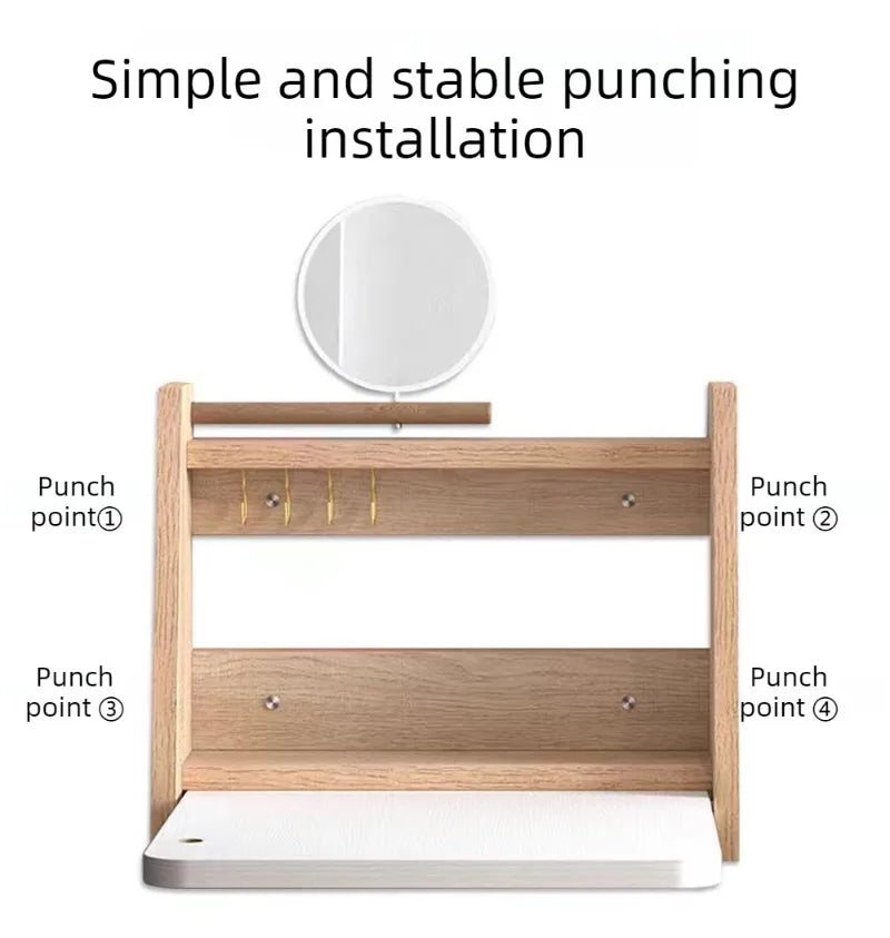WOOD PINE HANDMADE WALL STORAGE Suspended Vanity Table Wooden Folding Dressing Tables Modern Makeup Desk Multipurpose Simple Dressers Desks Bedroom Furniture