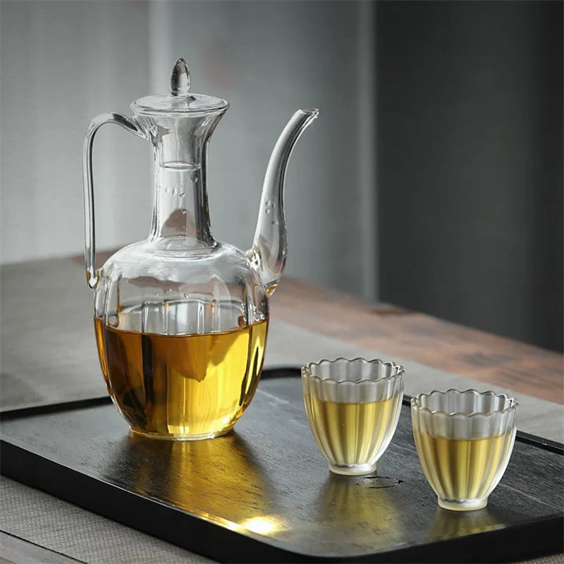 HANDMADE 500ml High Borosilicate Glass Teapot Heat Resistance Tea Brewing Glass Tea Pot Traditional Kung Fu Tea Set