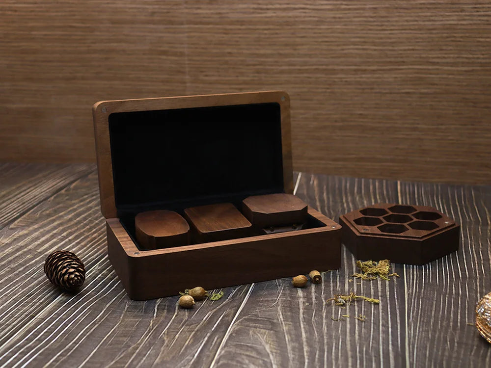 HANDMADE Jewelry Storage Box Black Walnut Organizer Tray Velvet-Lined Case Durable Jewelry Box for Entryway or Dresser Storage