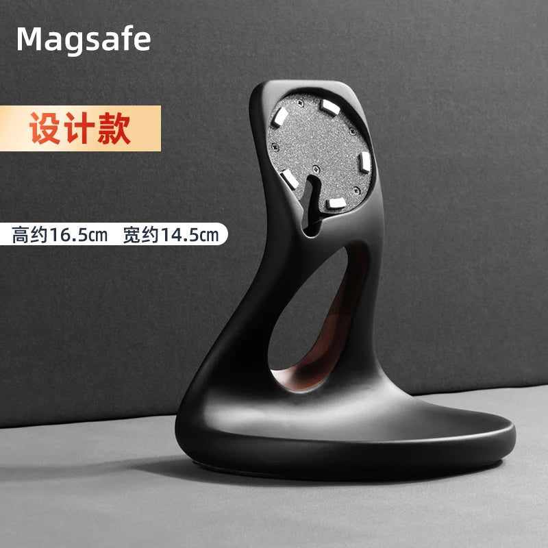 WOODEN HANDMADE Msgsafe HOLDER  Mobile Phone Stand Custom Design Wooden Magnetic Charger Bracket Desktop Creative Lazy Wireless Charging Phone Holder
