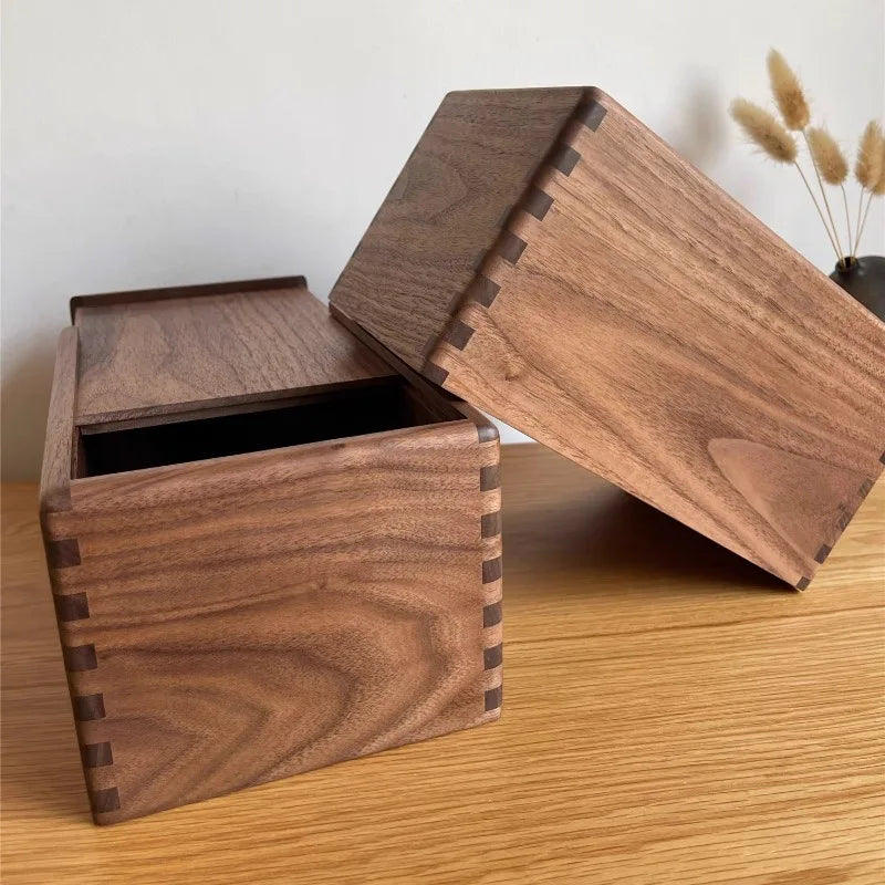 HANDMADE Pull-Out Storage Box North American Walnut Desktop Organizer Precision Crafted Wooden Drawer with Lid Elegant Sundry Organizer
