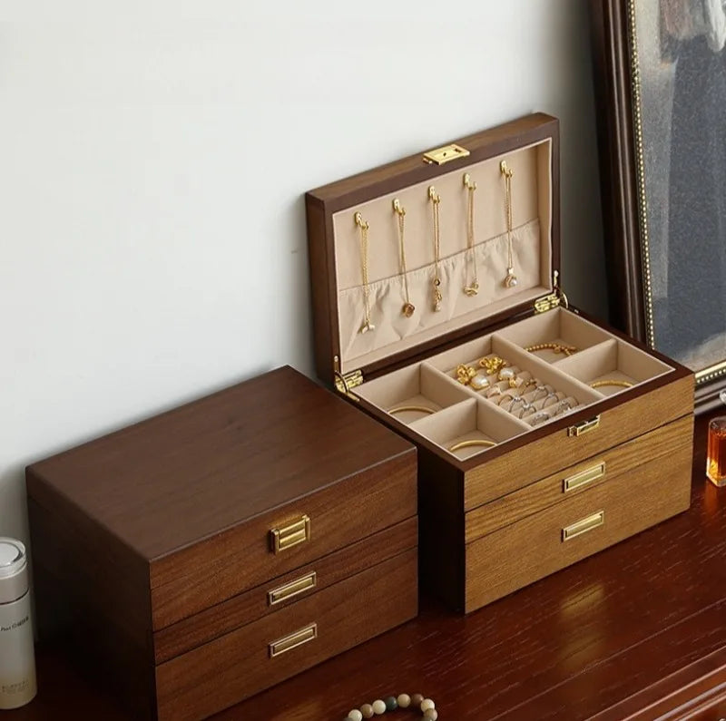 HANDMADE Wooden Jewelry Box Large Luxury Storage Boxes Earring Ring Bracelet Necklace Display Case Woman Jewellery BOX STORAGE Organizer