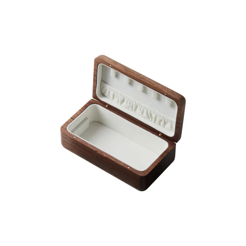 HANDMADE Double Layer Jewelry Box Wooden Cases Necklace Bracelets Earrings Storage Organizer Wedding Gift Black Walnut Wood Jewelry Boxes