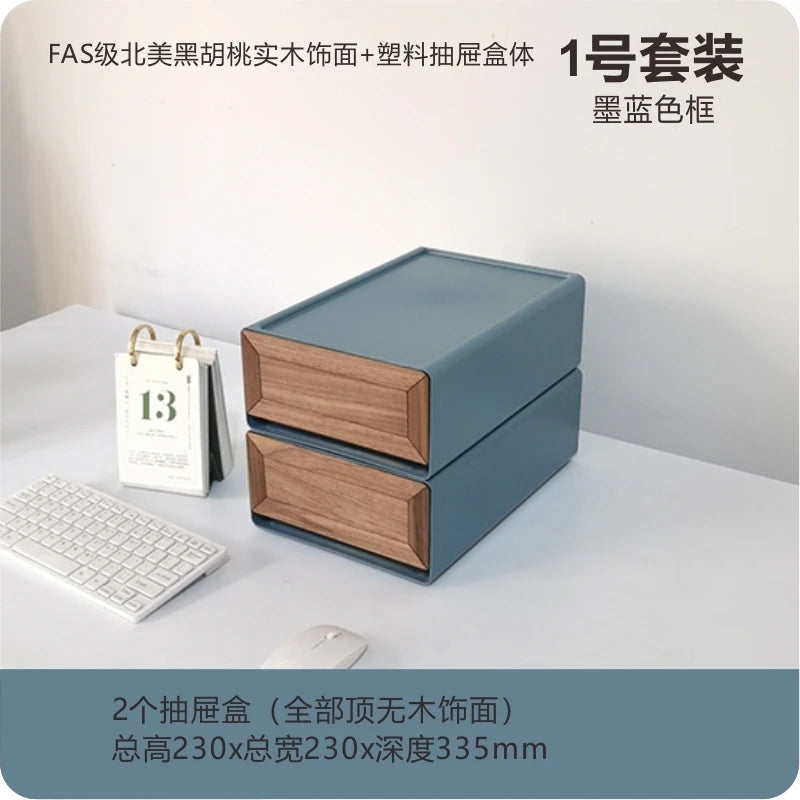 handmade Black Walnut Solid Wood Veneer Storage Box Multi-functional Household Underwear Storage Drawer Can Be Stacked Office Organizer