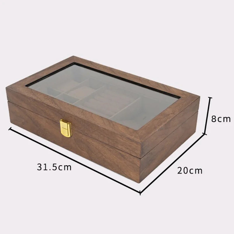 HANDMADE Walnut Wood Jewelry Box Luxury Retro Watch Storage Boxes Mirror Necklace Bracelet Display Case Jewellery Organizer Packaging