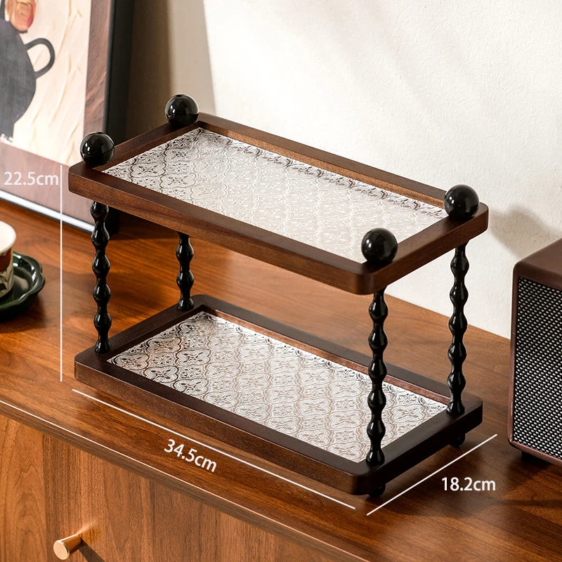 Premium Solid Wood 2-Tier Home Storage Shelf – Modern Double-Layer Display Rack & Countertop Organizer
