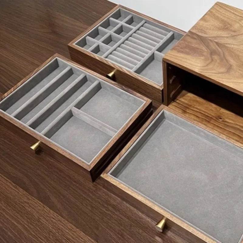 HANDMADE Solid Wood Jewellery Organizer Box Large Jewelry Storage Boxes Exhibitor Ring Necklace Cases Wholesale Travel Jewelry Case