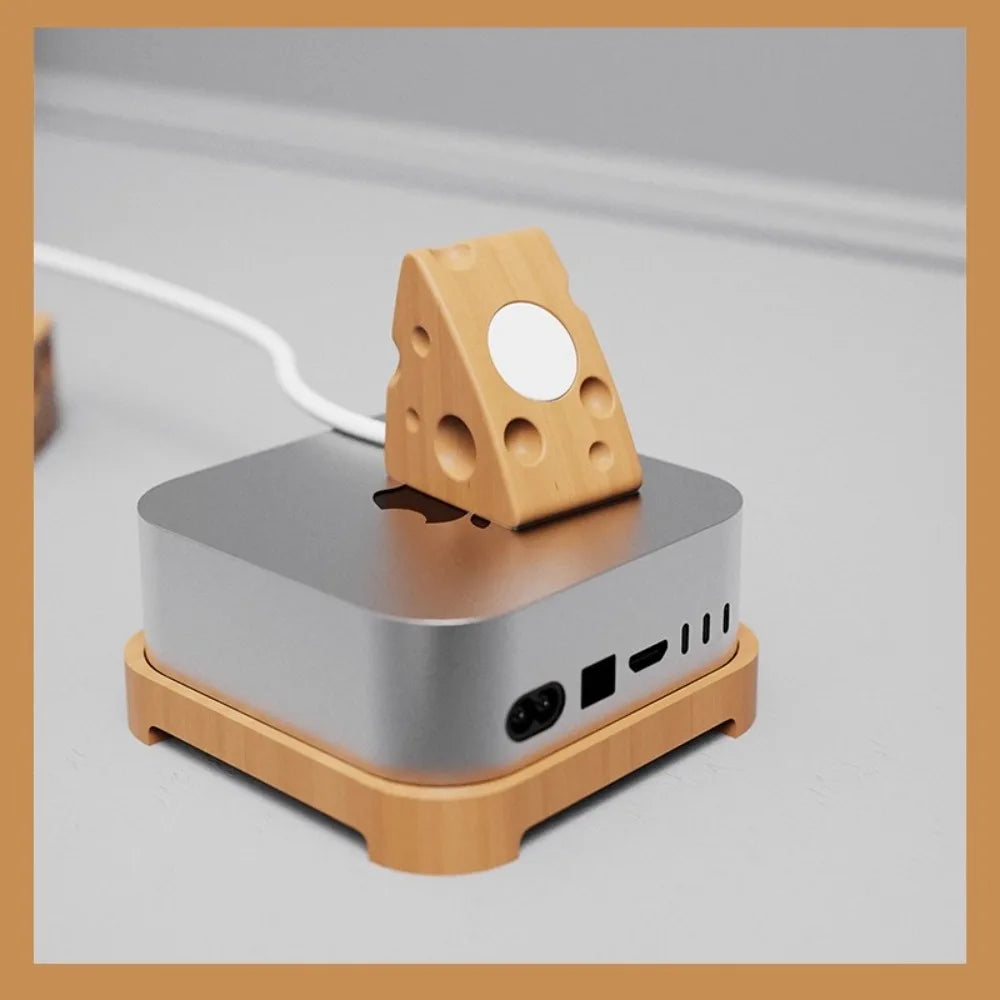 HANDMADE Cheese DESING Wood Charging HOLDER  Dock for apple watch Wood Magnetic Wireless Watch Charger Holder Desktop Decoration Stand Watch Accessories