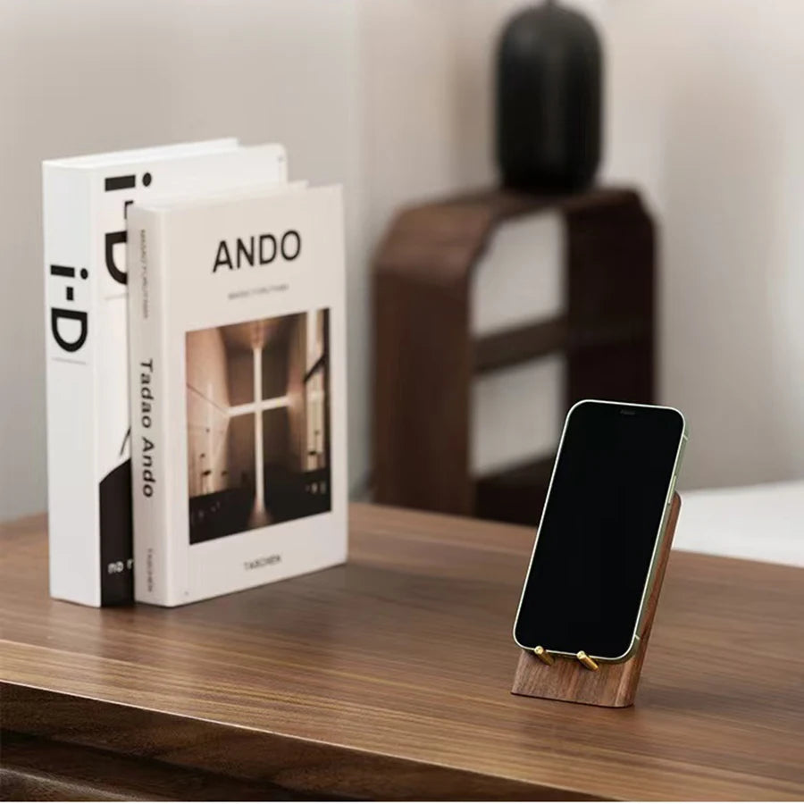HANDMADE Wooden STAD Phone Stand Vintage Black Walnut Smartphone Support Bracket Universal Multifunction Small Tablet Holder Cell Phone