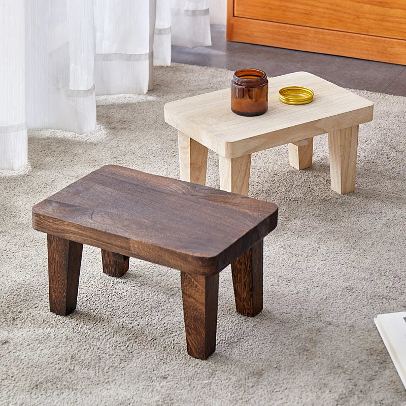 HANDMADE Household Living Room Stool Japanese Style Small Stools Adult Shoe Changing Stool Modern Minimalism Wooden Ottoman 가구