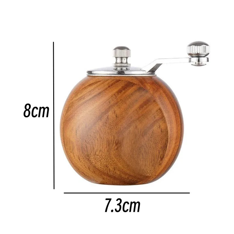 HANDMADE ACACIA WOOD Hand-crank Pepper Grinder,Ceramic Core,Vase/Wine Jar/Sphere Style Spice Pepper Mill,Multi-purpose Salt Shakers,Wooden,BBQ Mill