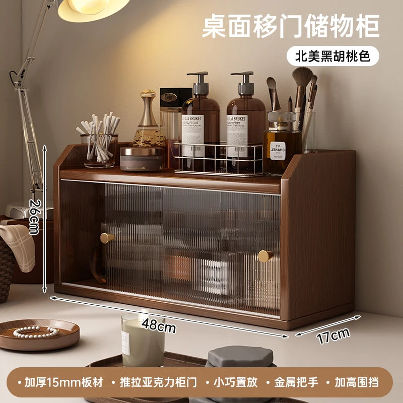 Space-Saving All-in-One Desktop Vanity & Bookshelf with Mirror | 3-Tier Multifunction Storage Organizer