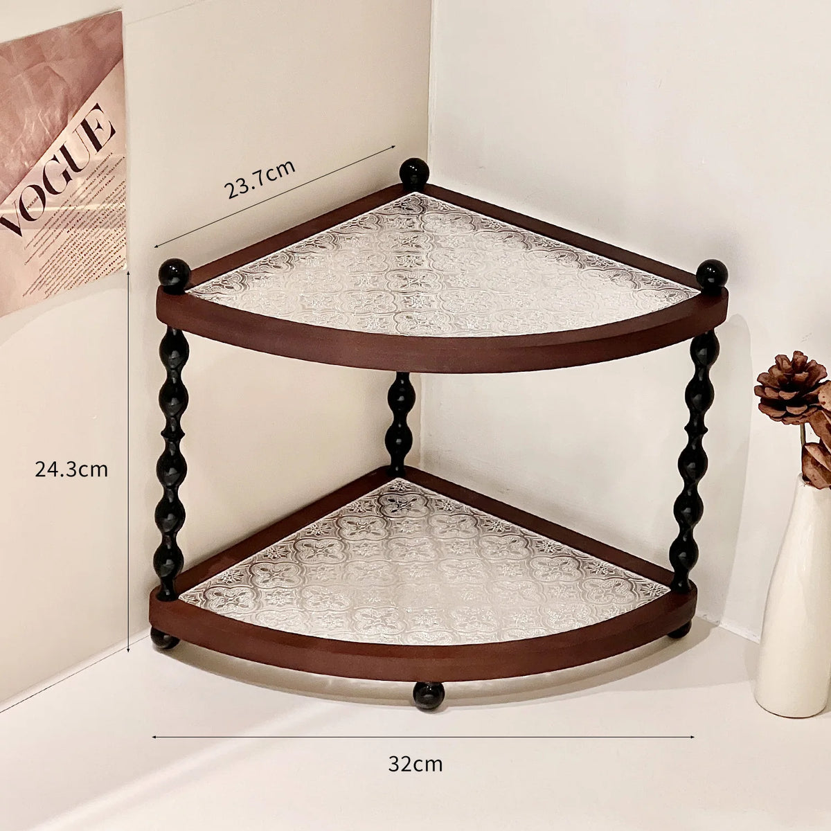 Stylish Wooden Desktop Organizer Shelf – Three-Layer Home Decor Storage Stand for Bedroom, Foyer & Bathroom