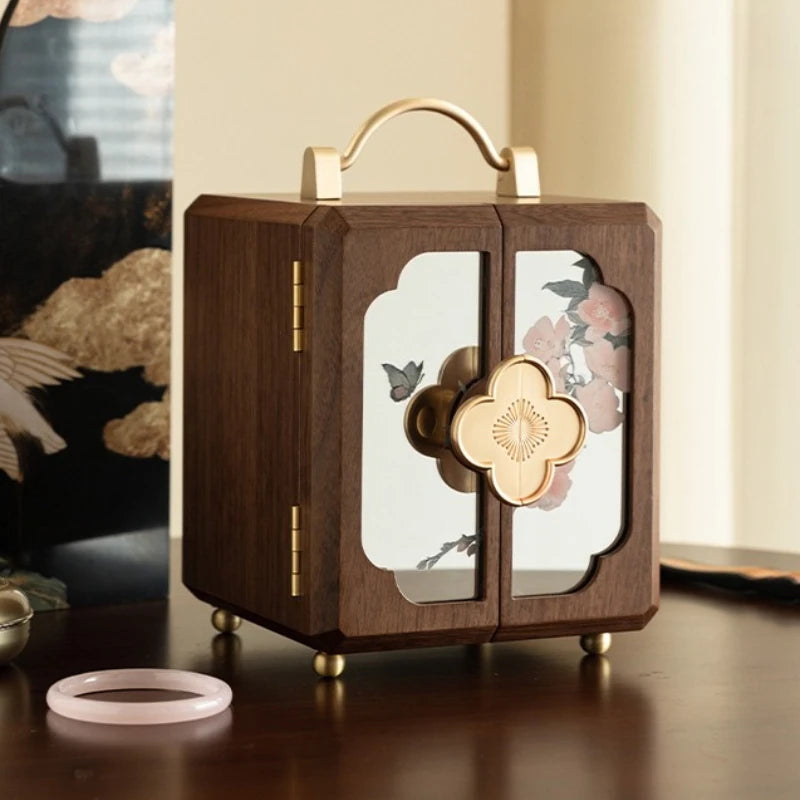 HANDMADE Wooden Retro Jewelry Box Luxury Bracelet Ring Storage Case Large Capacity Jewelry Storage Boxes Fashion Necklace Organizer Cases