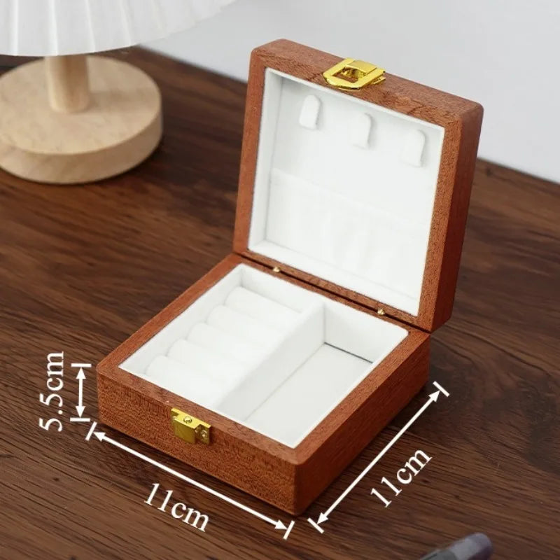HANDMADE Solid Wood Jewelry Storage Box Mini Jewellery Organizer Case Travel Necklace Ring Cases Trinket Earrings Pendant Bracelet Boxes