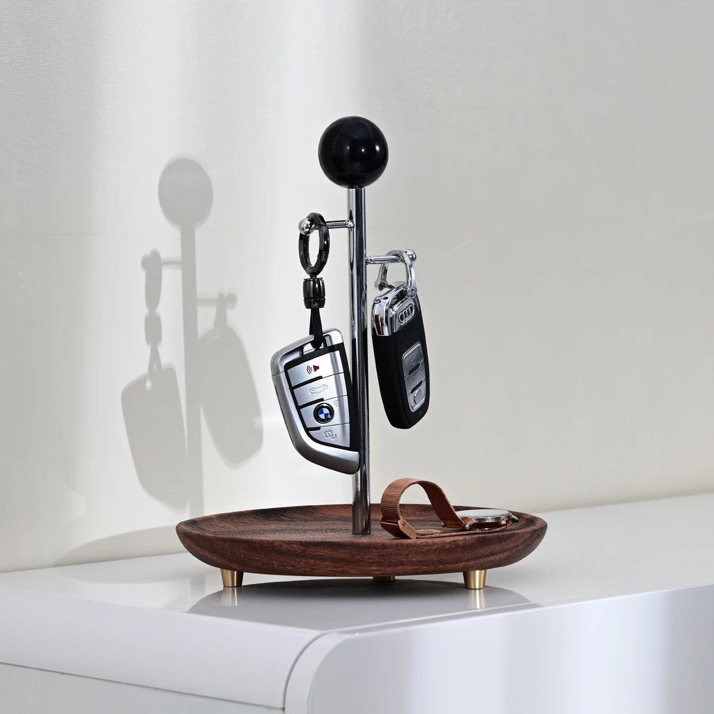 handmade Key Holder for Entryway, Wooden Key Tray, Wall Mounted Key Organizer, Jewelry and Watch Storage Stand, Iron Desktop Key Hook, Decorative Home Accessories.