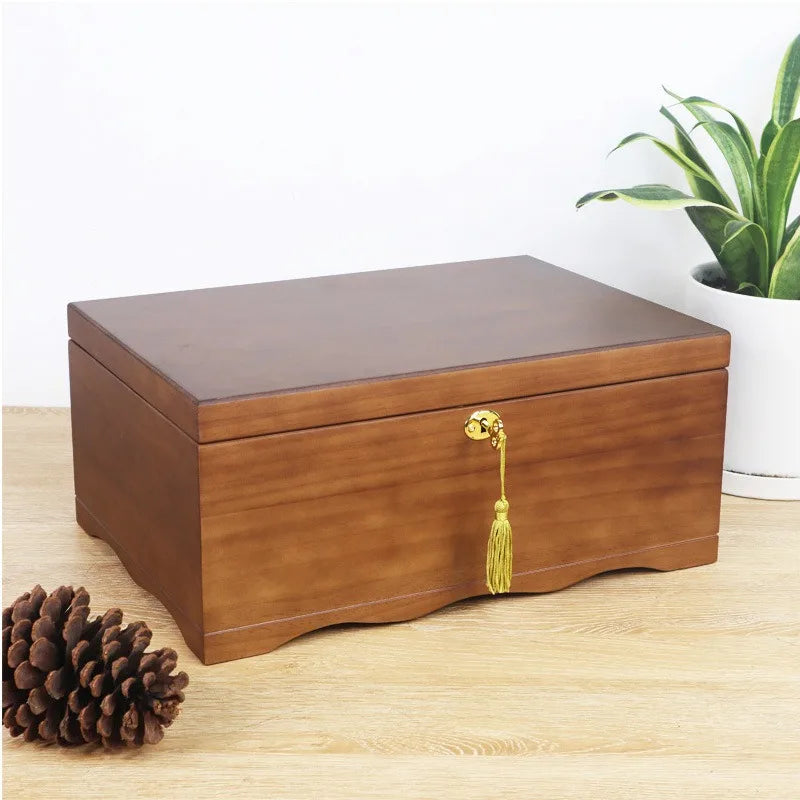 HANDMADE Solid Wood Jewelry Box Large Capacity with Lock Jewellery Case Necklace Bracelet Jewellery Boxes Multifunctional Jewelry Cases